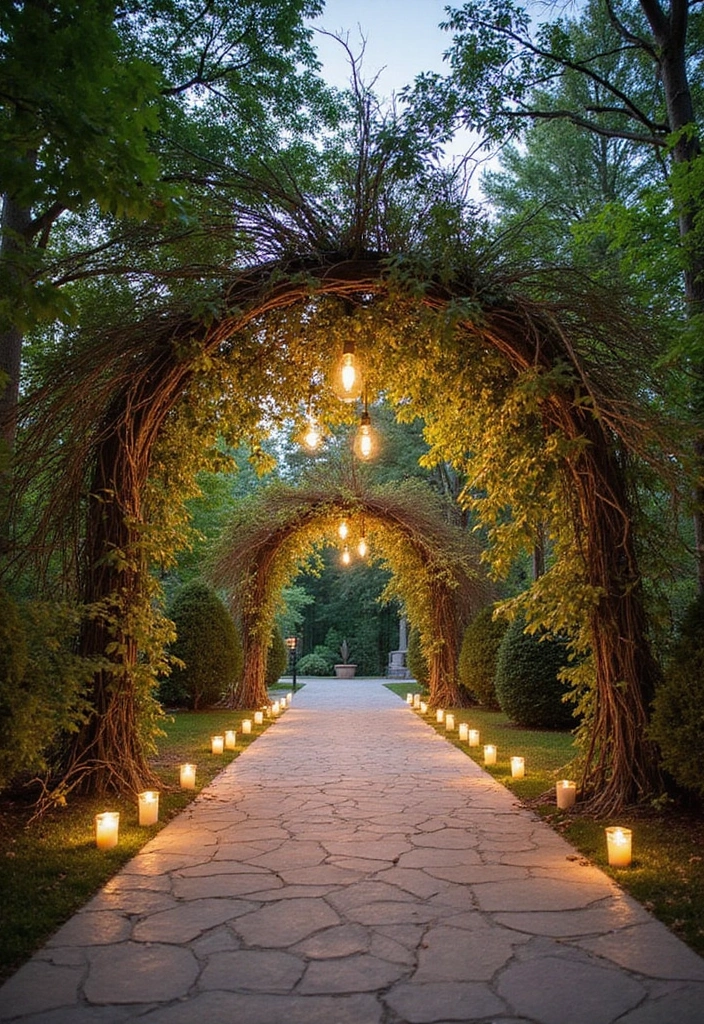30 Breathtaking Wedding Reception Backdrop Ideas You’ll Want to Copy - 18. Branch and Leaf Canopy