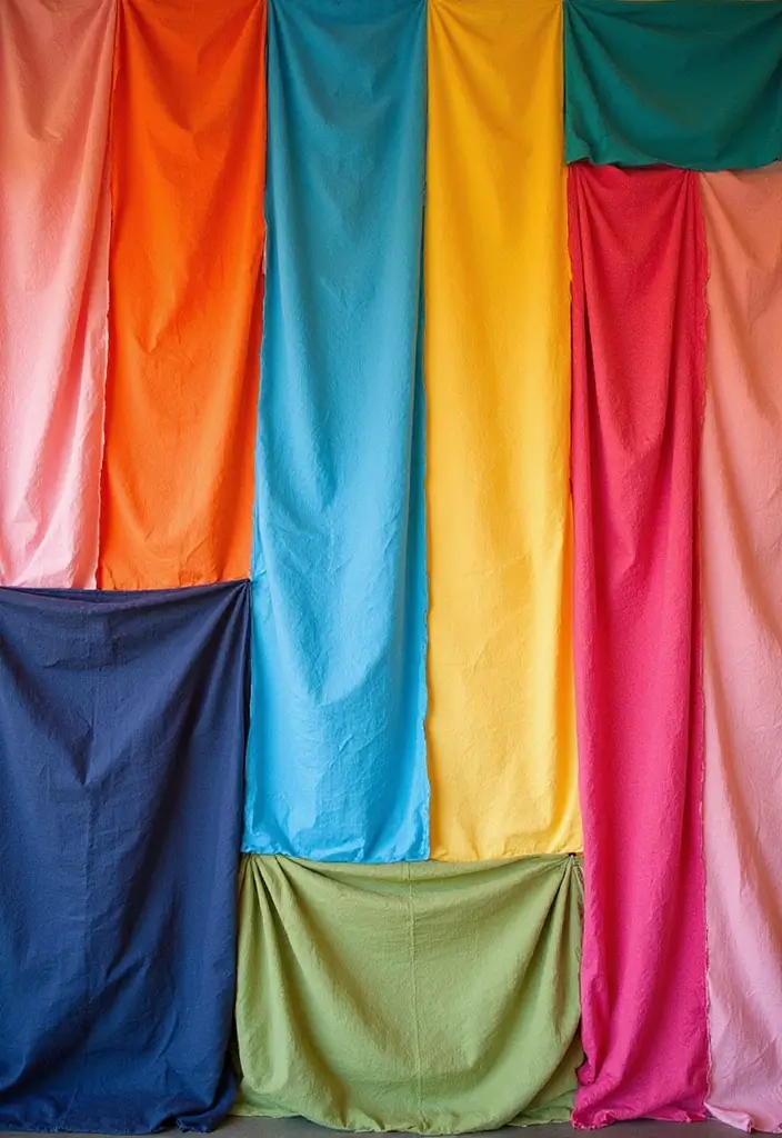 30 Breathtaking Wedding Reception Backdrop Ideas You’ll Want to Copy - 19. Color-Blocked Fabric Wall