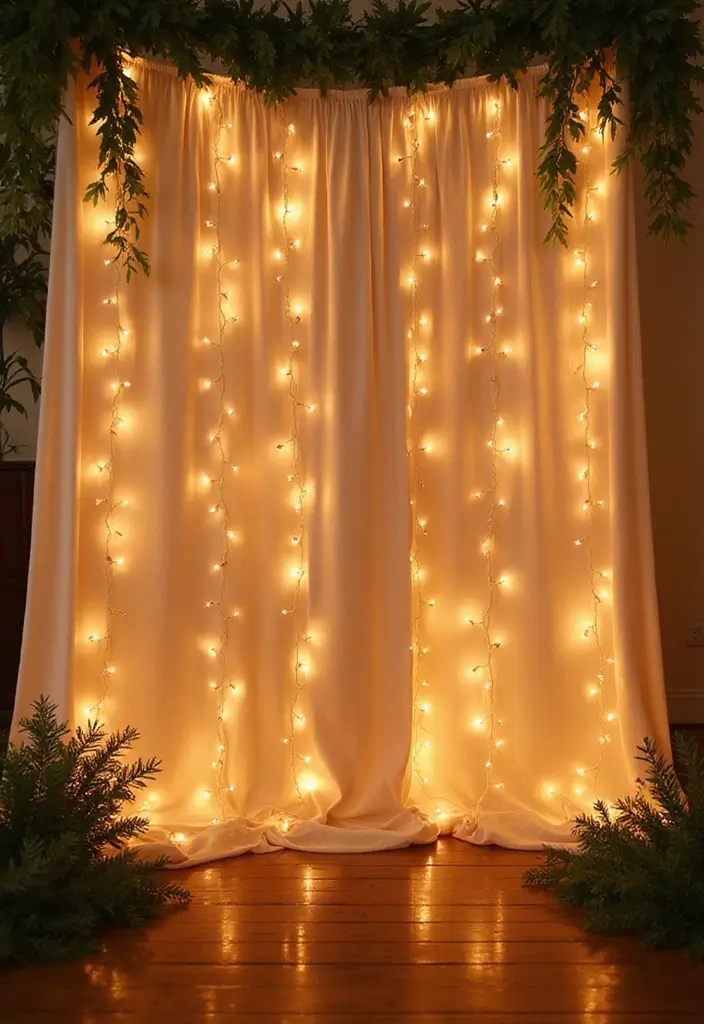 30 Breathtaking Wedding Reception Backdrop Ideas You’ll Want to Copy - 2. Fairy Light Drapes