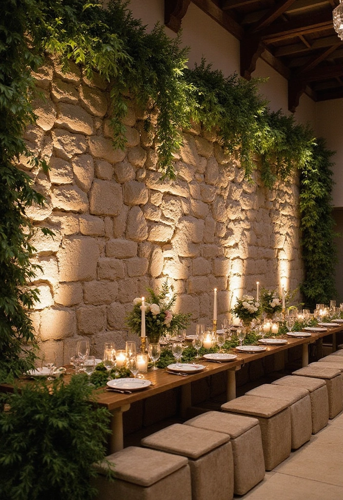 30 Breathtaking Wedding Reception Backdrop Ideas You’ll Want to Copy - 24. Natural Stone Backdrop