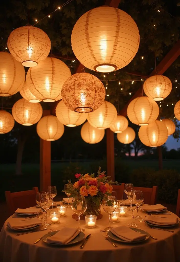 30 Breathtaking Wedding Reception Backdrop Ideas You’ll Want to Copy - 28. Recycled Paper Lanterns