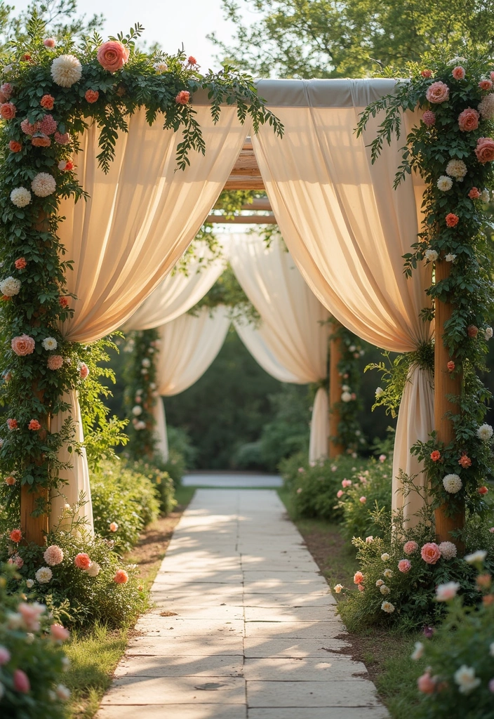 30 Breathtaking Wedding Reception Backdrop Ideas You’ll Want to Copy - 4. Fabric Canopy