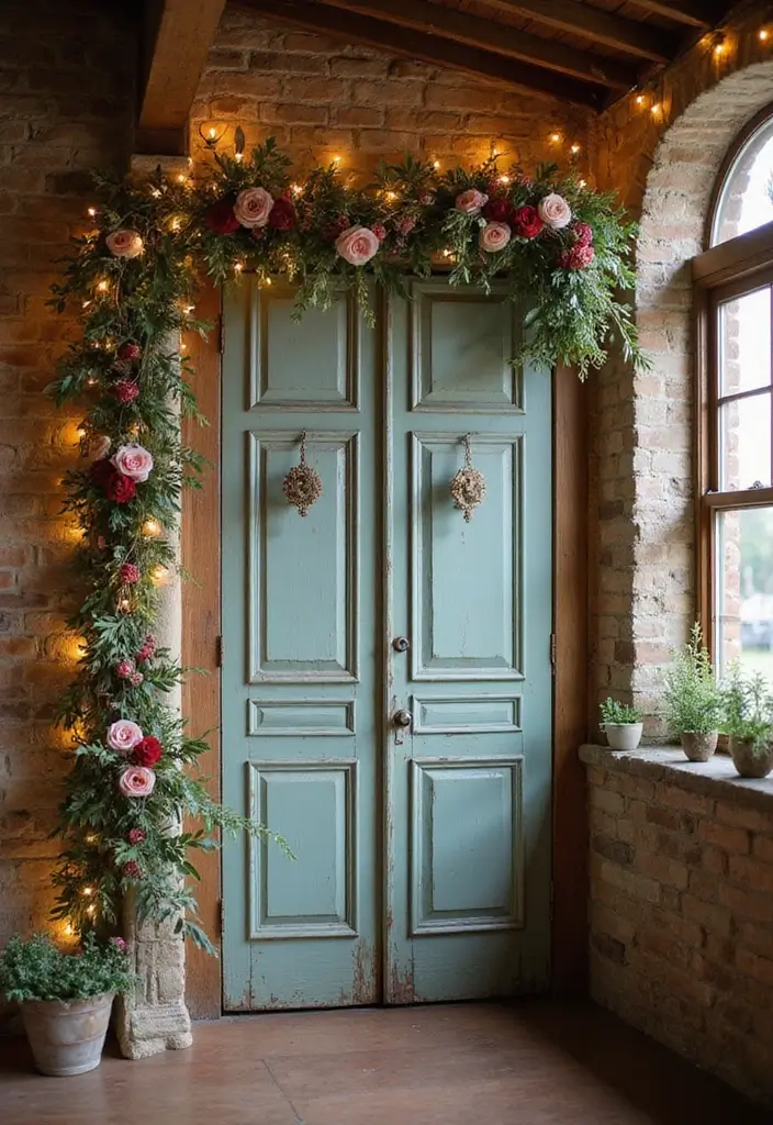 30 Breathtaking Wedding Reception Backdrop Ideas You’ll Want to Copy - 5. Vintage Door Backdrop
