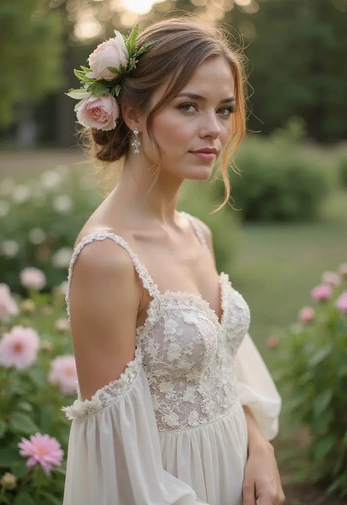 30 Bun Hairstyles for Weddings That Look Classy and Timeless - 13. Artfully Messy Side Bun