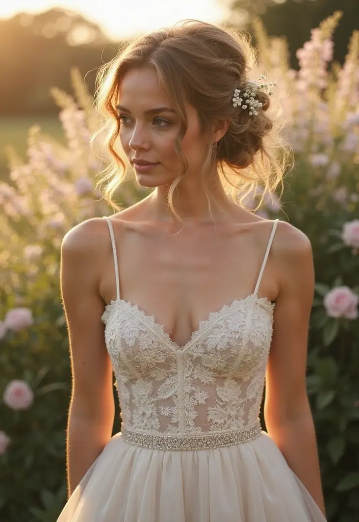 30 Bun Hairstyles for Weddings That Look Classy and Timeless - 23. Cascading Bun with Gentle Curls