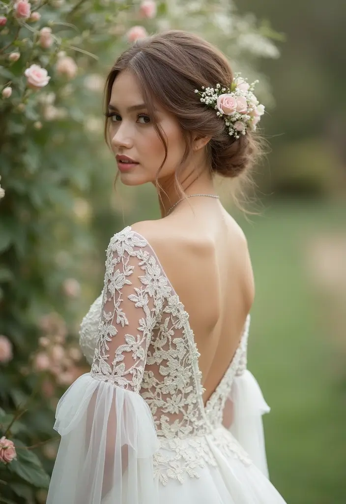 30 Bun Hairstyles for Weddings That Look Classy and Timeless - 7. Romantic Half-Up Bun