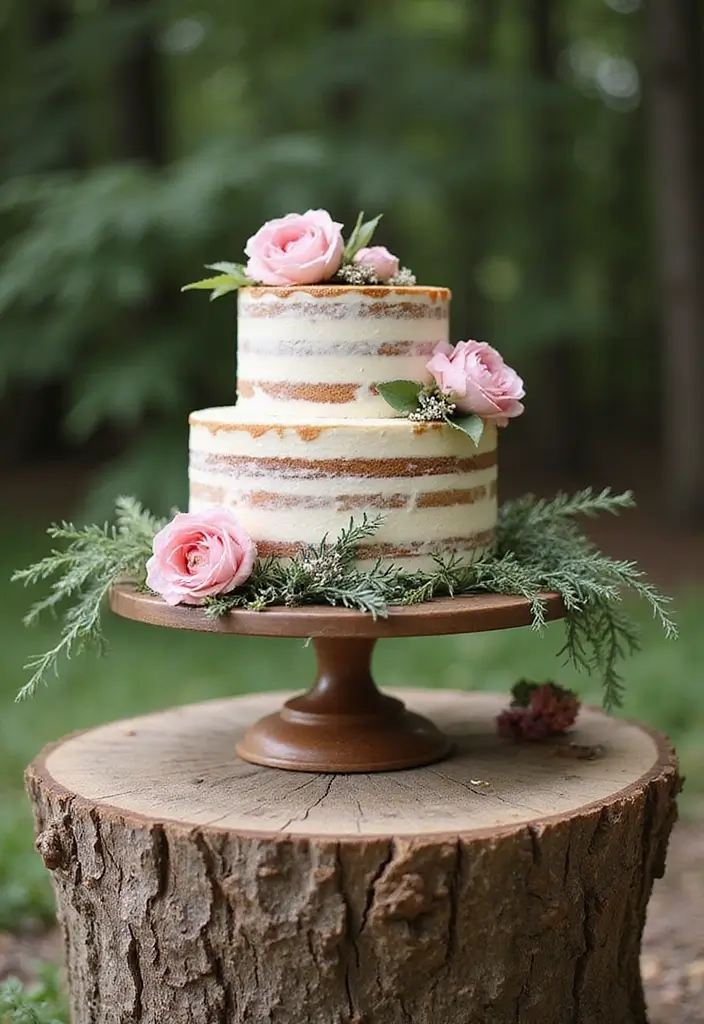 30 Cheap Wedding Ideas That Look Surprisingly Expensive 3 30 Cheap Wedding Ideas That Look Surprisingly Expensive - 3. Rustic Stump Cake Stand