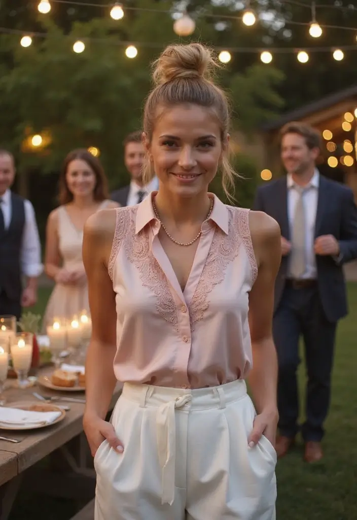 30 Chic Wedding Guest Hairstyles to Steal the Spotlight 20 30 Chic Wedding Guest Hairstyles to Steal the Spotlight - 20. Chic Top Knot