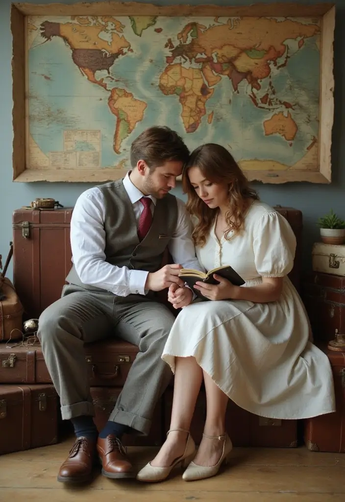 30 Creative Pre-Wedding Photoshoot Ideas for Couples in Love 17 30 Creative Pre-Wedding Photoshoot Ideas for Couples in Love - 17. Vintage Travel Adventure