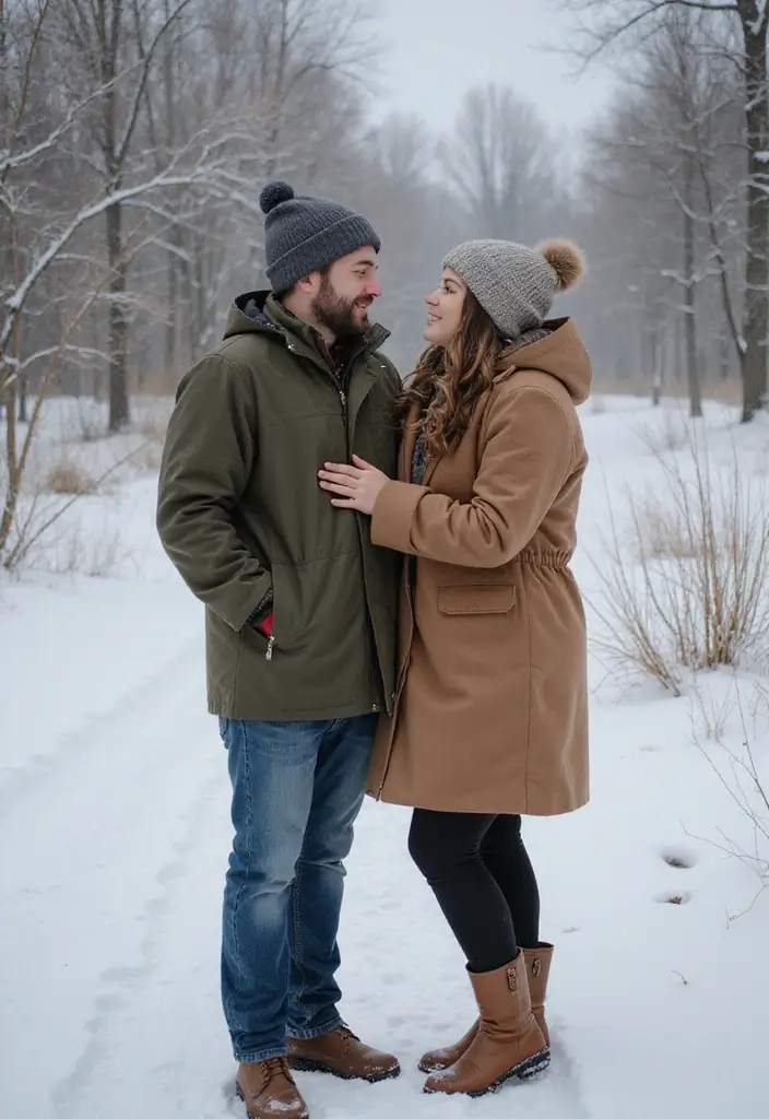 30 Creative Pre-Wedding Photoshoot Ideas for Couples in Love 29 30 Creative Pre-Wedding Photoshoot Ideas for Couples in Love - 29. Romantic Winter Wonderland