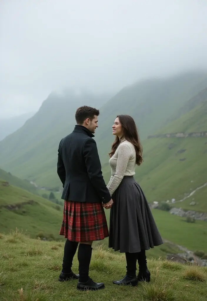 30 Creative Pre-Wedding Photoshoot Ideas for Couples in Love 5 30 Creative Pre-Wedding Photoshoot Ideas for Couples in Love - 5. Ethereal Scottish Highlands
