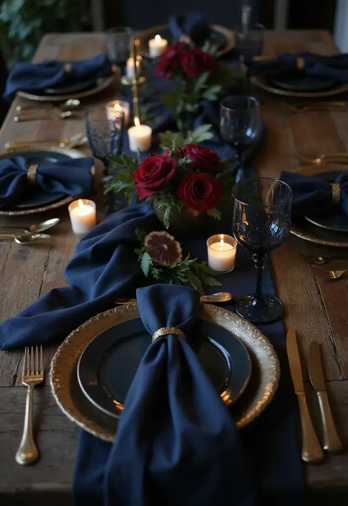 30 Dark Wedding Theme Ideas That Are Dramatic and Bold - 1. Midnight Elegance