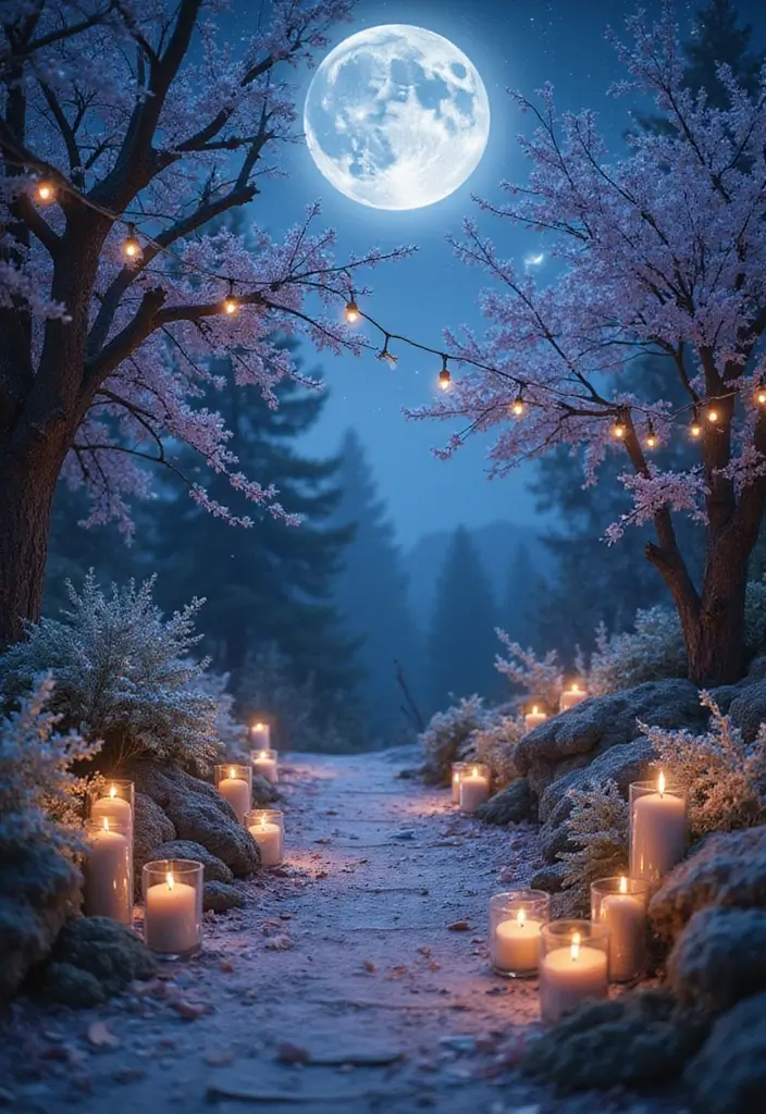 30 Dark Wedding Theme Ideas That Are Dramatic and Bold - 19. Mystic Moonlight