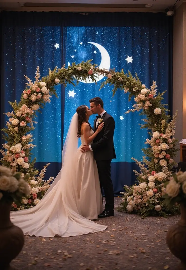 30 Dark Wedding Theme Ideas That Are Dramatic and Bold - 30. Celestial Dreams