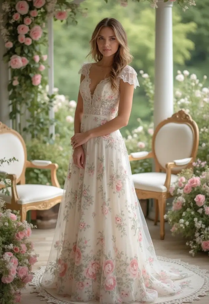 30 Dream Wedding Dresses That Will Make You Feel Like Royalty 22 30 Dream Wedding Dresses That Will Make You Feel Like Royalty - 22. Charming Vintage Prints