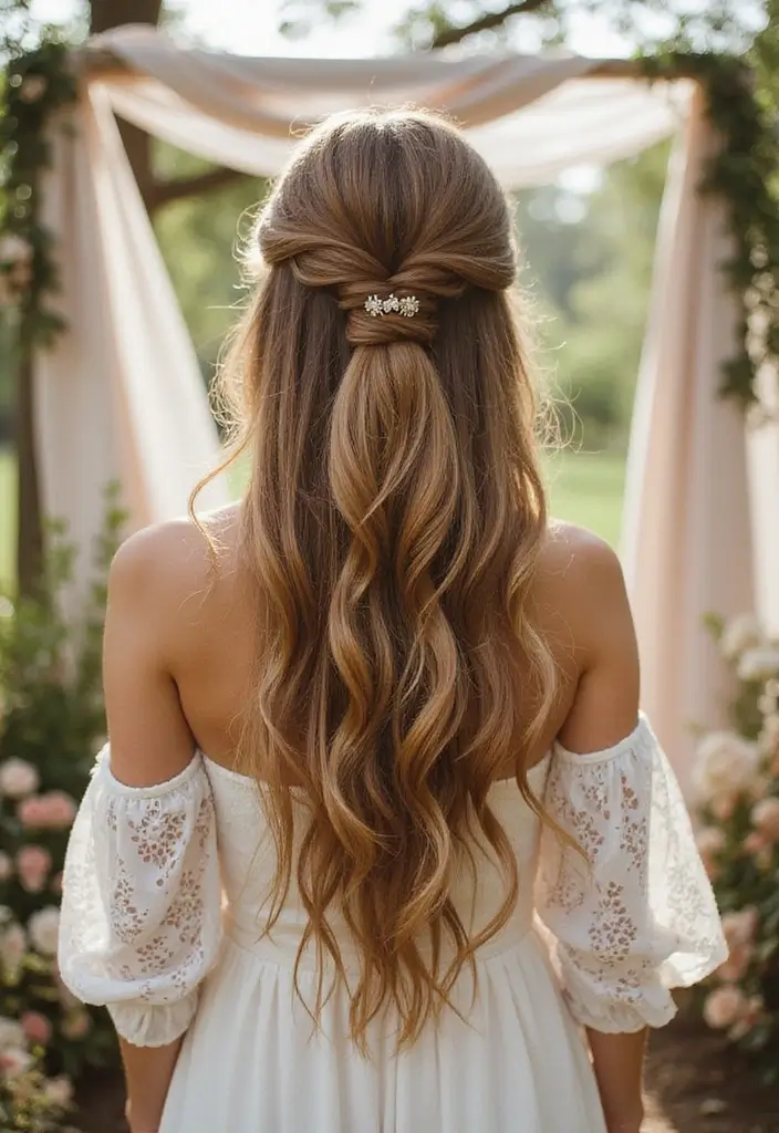 30 Elegant Wedding Hairstyles for Long Hair You’ll Fall in Love With 16 30 Elegant Wedding Hairstyles for Long Hair You’ll Fall in Love With - 16. Long and Loose with a Twist