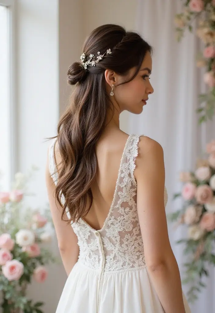 30 Elegant Wedding Hairstyles for Long Hair You’ll Fall in Love With 4 30 Elegant Wedding Hairstyles for Long Hair You’ll Fall in Love With - 4. Twisted Half-Updo