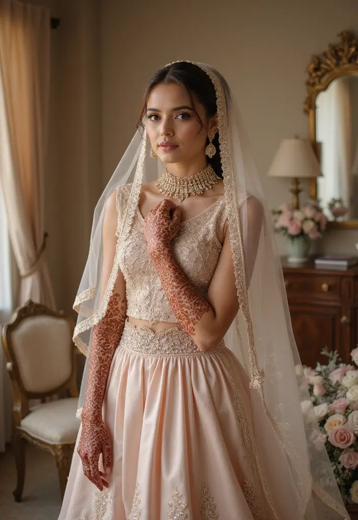 30 Elegant Wedding Henna Designs for Every Bride’s Big Day 10 30 Elegant Wedding Henna Designs for Every Bride’s Big Day - 10. Henna with Glitter Accents