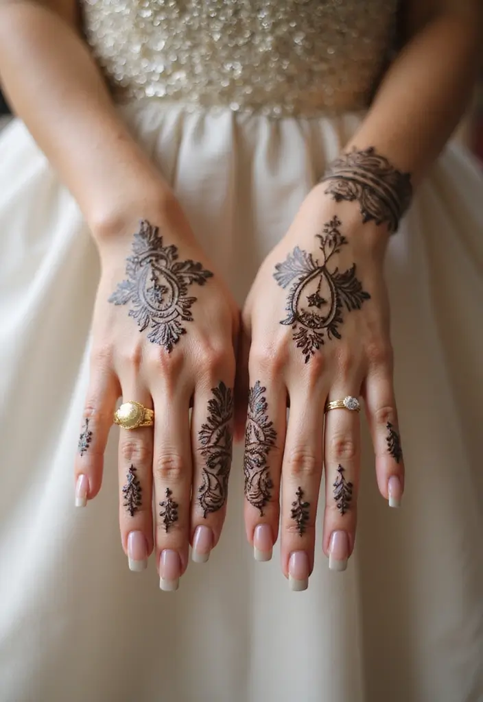 30 Elegant Wedding Henna Designs for Every Bride’s Big Day 20 30 Elegant Wedding Henna Designs for Every Bride’s Big Day - 20. Modern Calligraphy Integration