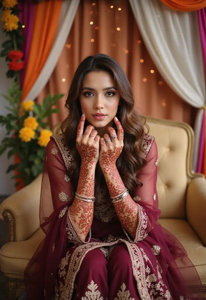 30 Elegant Wedding Henna Designs for Every Bride’s Big Day 23 30 Elegant Wedding Henna Designs for Every Bride’s Big Day - 23. Dual-Tone Henna
