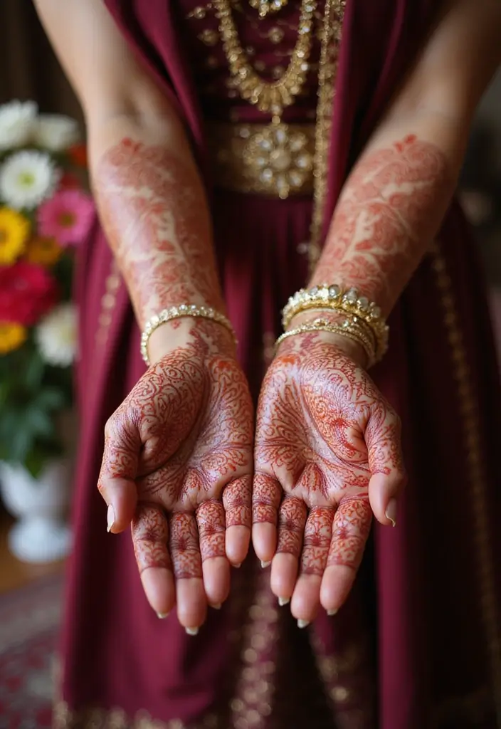 30 Elegant Wedding Henna Designs for Every Bride’s Big Day 28 30 Elegant Wedding Henna Designs for Every Bride’s Big Day - 28. Ethnic Patterns and Textures