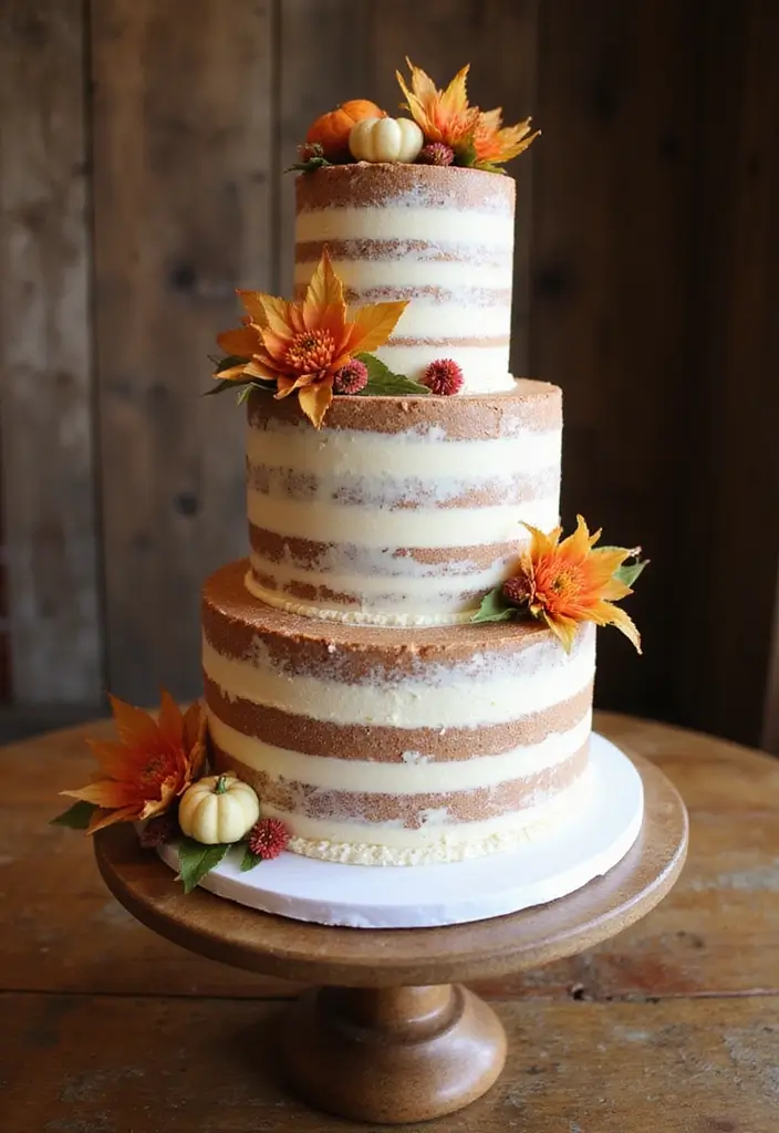 30 Fall Wedding Ideas Filled With Warm Colors and Cozy Vibes 13 30 Fall Wedding Ideas Filled With Warm Colors and Cozy Vibes - 13. Fall-Themed Cake