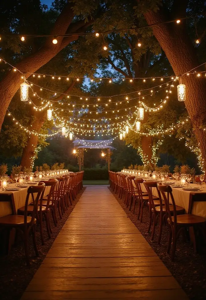 30 Fall Wedding Ideas Filled With Warm Colors and Cozy Vibes 16 30 Fall Wedding Ideas Filled With Warm Colors and Cozy Vibes - 16. Twinkle Light Decor