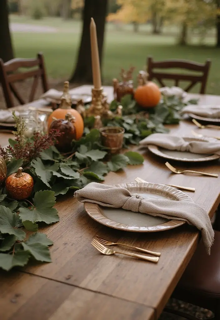 30 Fall Wedding Ideas Filled With Warm Colors and Cozy Vibes 29 30 Fall Wedding Ideas Filled With Warm Colors and Cozy Vibes - 29. Leafy Table Decor