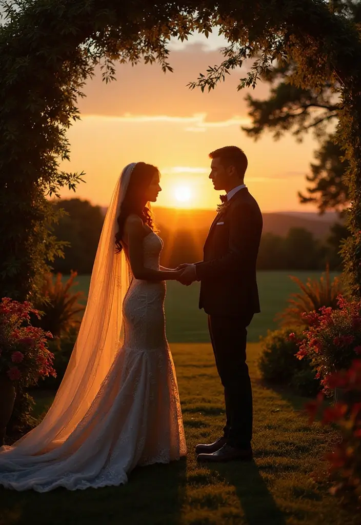 30 Garden Wedding Ideas That Feel Fresh and Romantic 15 30 Garden Wedding Ideas That Feel Fresh and Romantic - 15. Sunset Ceremonies