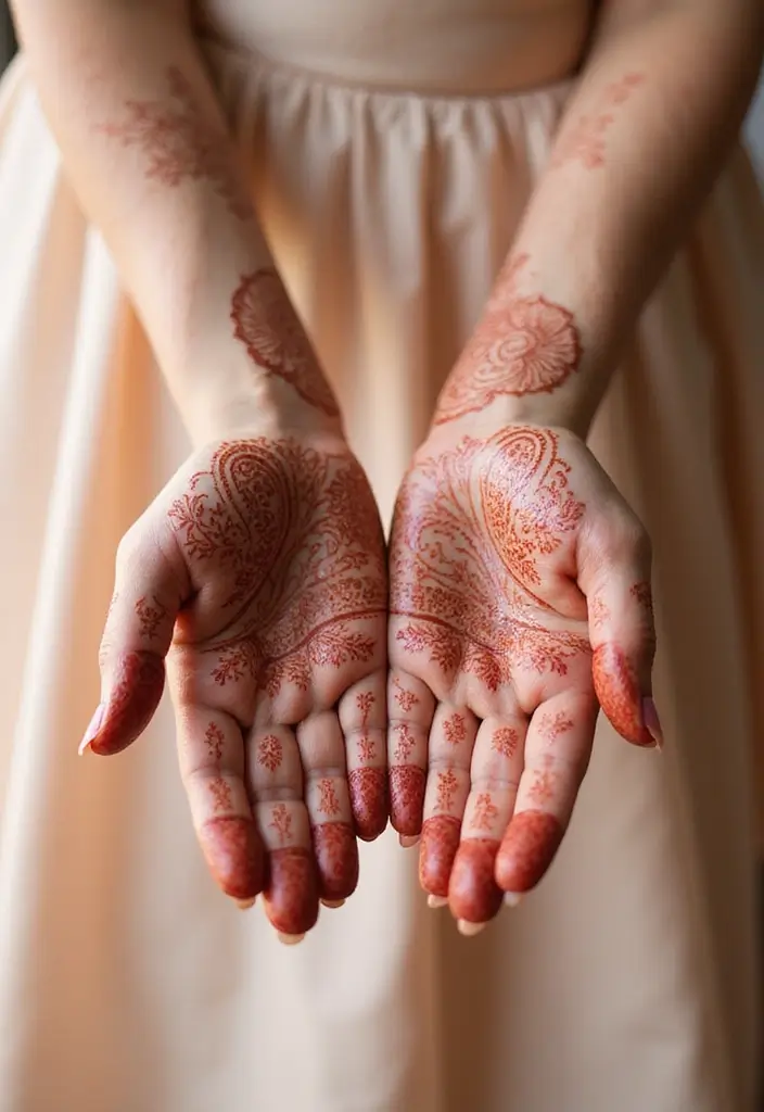 30 Gorgeous Wedding Mehndi Designs for Brides Who Love Tradition - 25. Artistic Blends with Watercolors