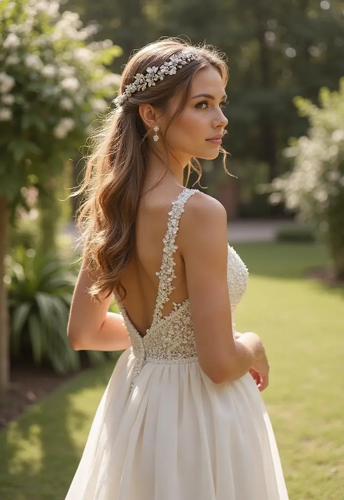 30 Gorgeous Wedding Ponytail Hairstyles That Are Surprisingly Elegant - 26. Charming Ponytail with a Beaded Headpiece