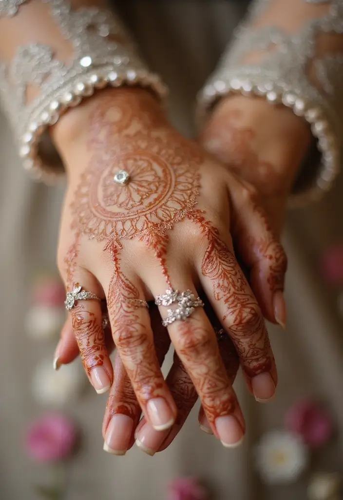 30 Latest Mehndi Designs for Weddings That Brides Can’t Resist 10 30 Latest Mehndi Designs for Weddings That Brides Can’t Resist - 10. Glitzy Glitter