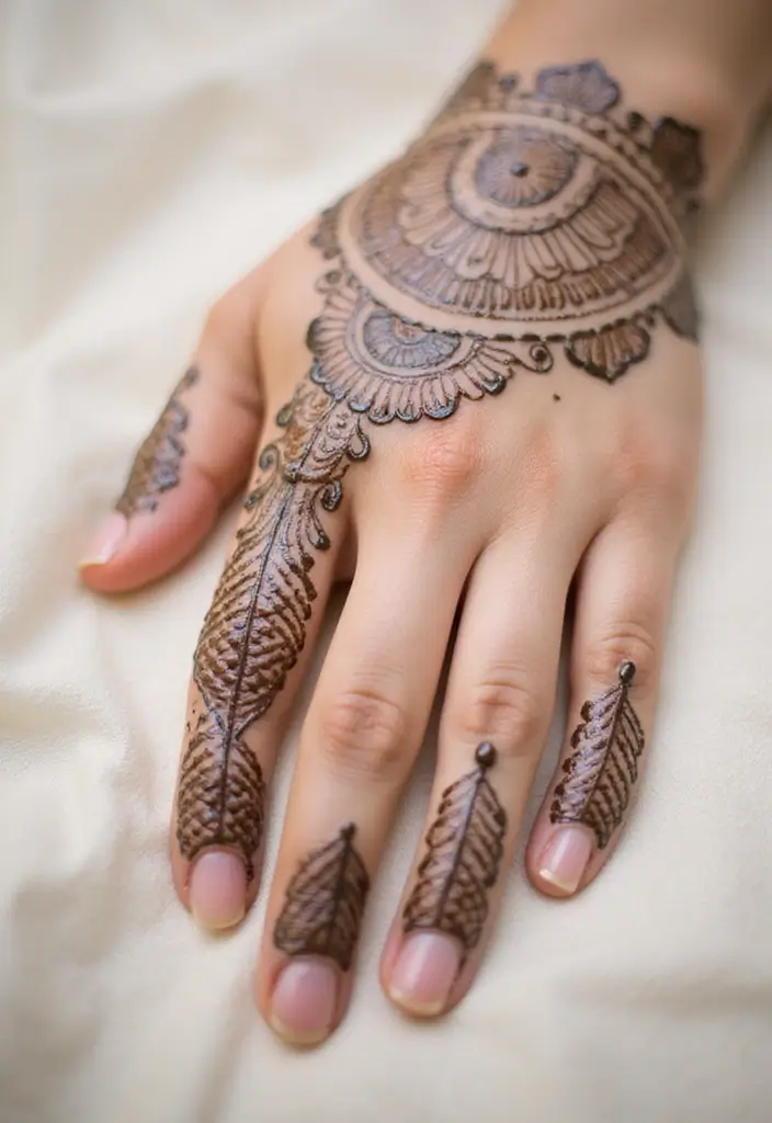 30 Latest Mehndi Designs for Weddings That Brides Can’t Resist 2 30 Latest Mehndi Designs for Weddings That Brides Can’t Resist - 2. Geometric Glam