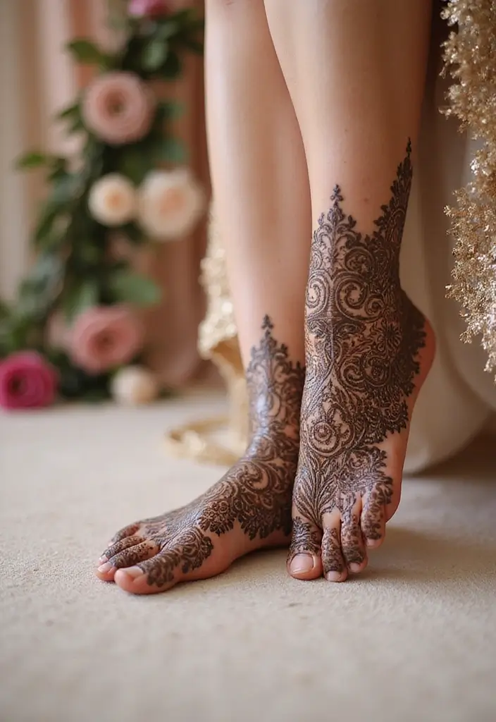 30 Latest Mehndi Designs for Weddings That Brides Can’t Resist 20 30 Latest Mehndi Designs for Weddings That Brides Can’t Resist - 20. Foot Mehndi