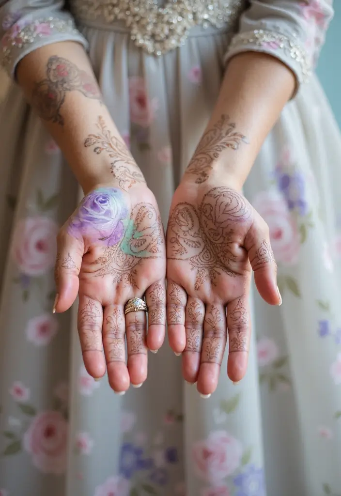 30 Latest Mehndi Designs for Weddings That Brides Can’t Resist 26 30 Latest Mehndi Designs for Weddings That Brides Can’t Resist - 26. Artistic Watercolor