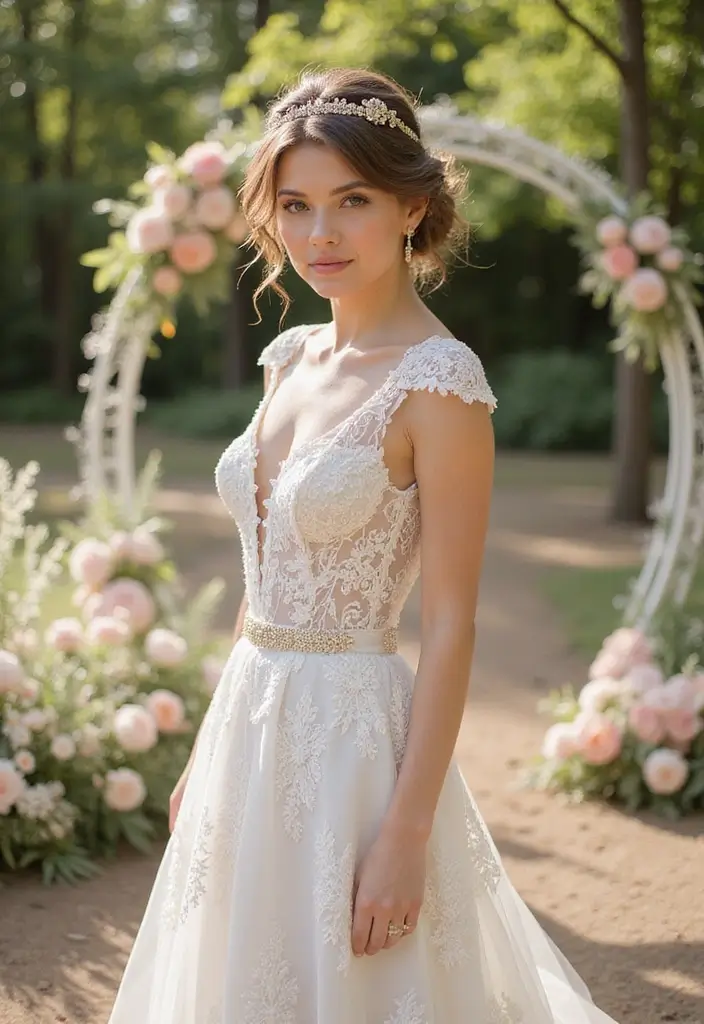 30 Low Bun Wedding Hairstyles That Look Effortlessly Chic 19 30 Low Bun Wedding Hairstyles That Look Effortlessly Chic - 19. Low Bun with Blush and Gold Accents