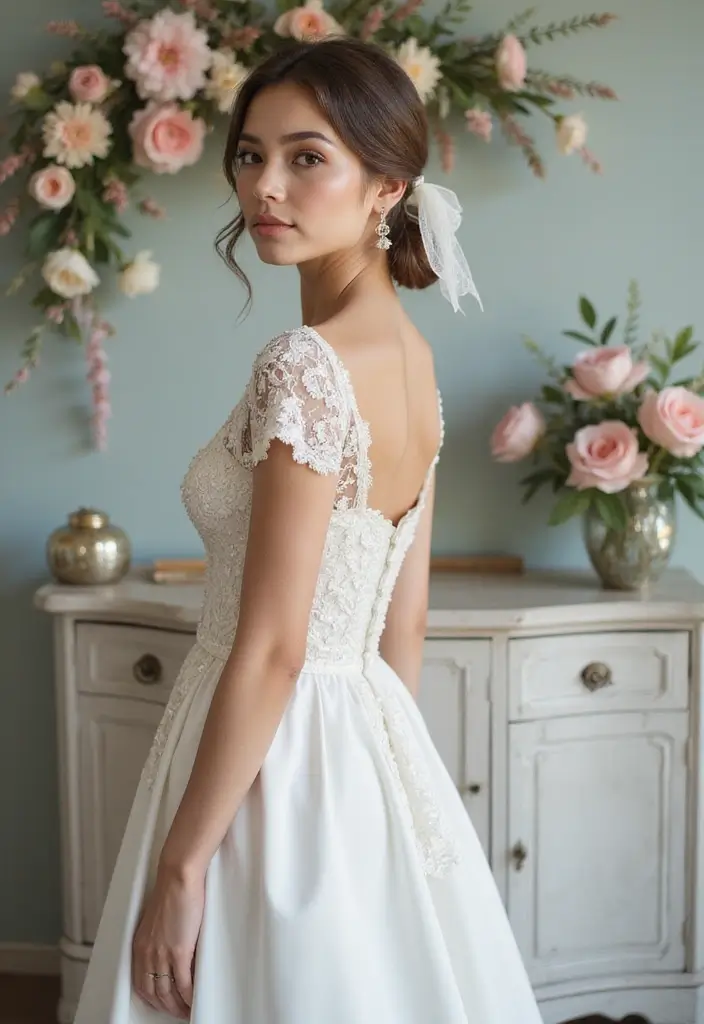 30 Low Bun Wedding Hairstyles That Look Effortlessly Chic 21 30 Low Bun Wedding Hairstyles That Look Effortlessly Chic - 21. Low Bun with Lace Ribbon
