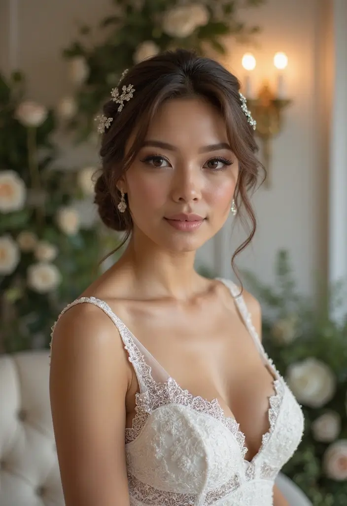 30 Low Bun Wedding Hairstyles That Look Effortlessly Chic 23 30 Low Bun Wedding Hairstyles That Look Effortlessly Chic - 23. Low Bun with Beaded Elements