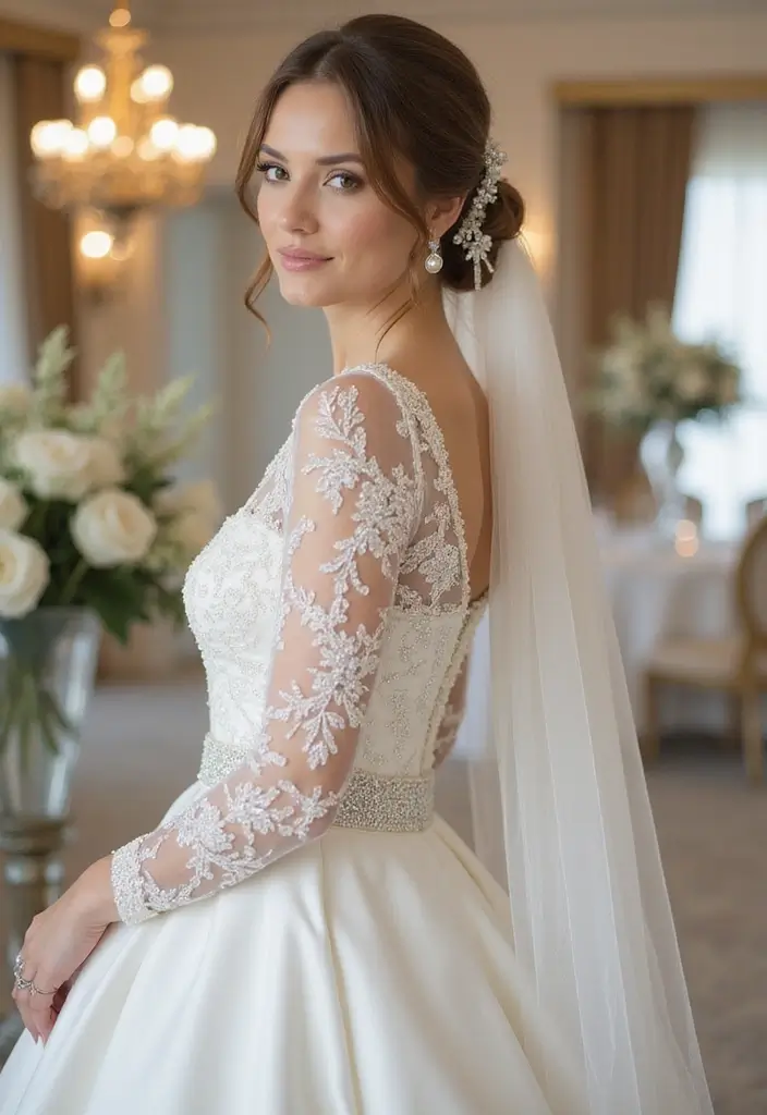 30 Low Bun Wedding Hairstyles That Look Effortlessly Chic 30 30 Low Bun Wedding Hairstyles That Look Effortlessly Chic - 30. Low Bun with Shimmering Accessories