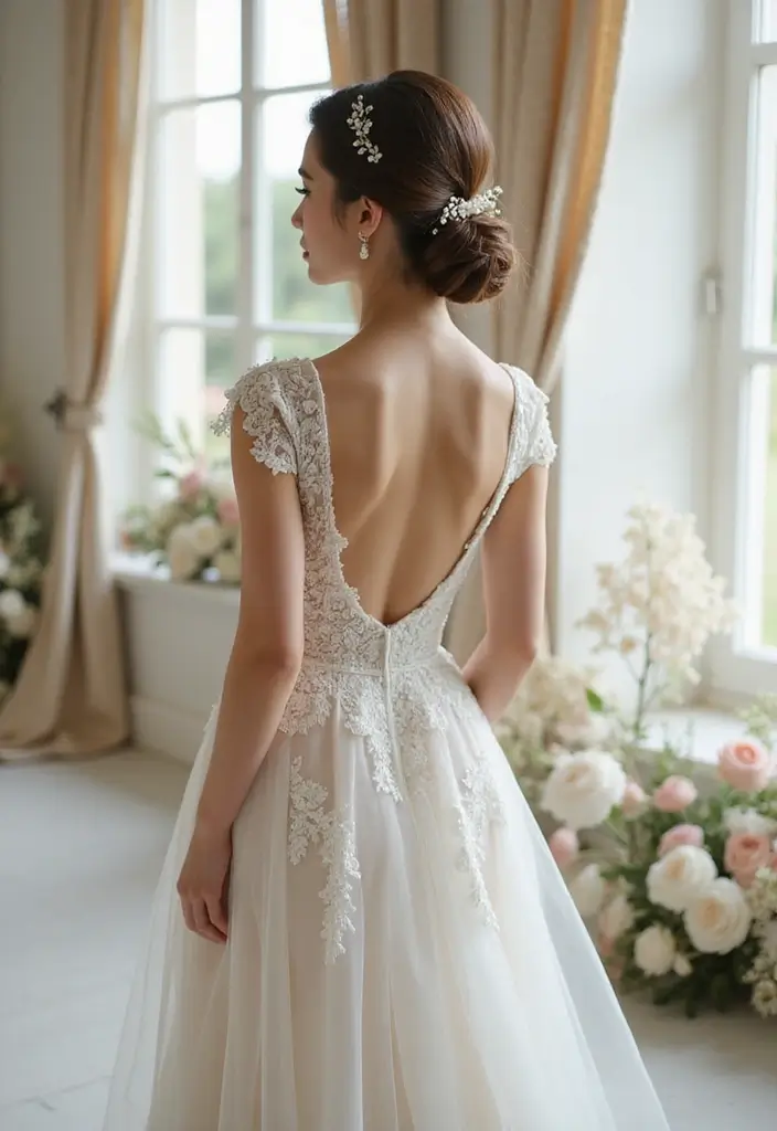 30 Low Bun Wedding Hairstyles That Look Effortlessly Chic 6 30 Low Bun Wedding Hairstyles That Look Effortlessly Chic - 6. Romantic Low Chignon