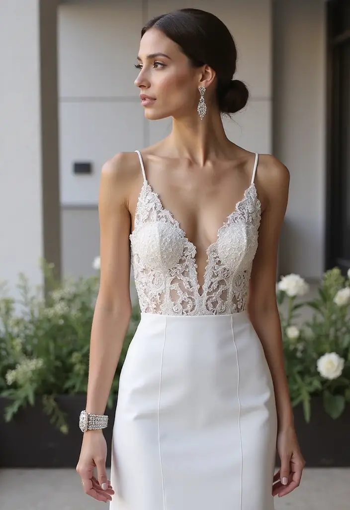 30 Low Bun Wedding Hairstyles That Look Effortlessly Chic 8 30 Low Bun Wedding Hairstyles That Look Effortlessly Chic - 8. Sleek Low Bun with Dramatic Accessories
