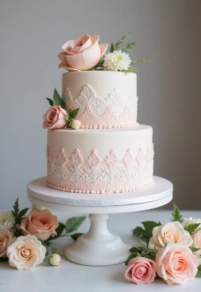 30 Minimalist Wedding Cake Designs That Are Pure Perfection - 19. Delicate Lace Designs
