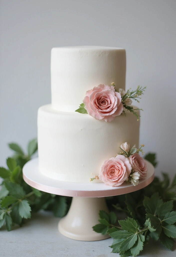 30 Minimalist Wedding Cake Designs That Are Pure Perfection - 4. Minimalist Floral Accents