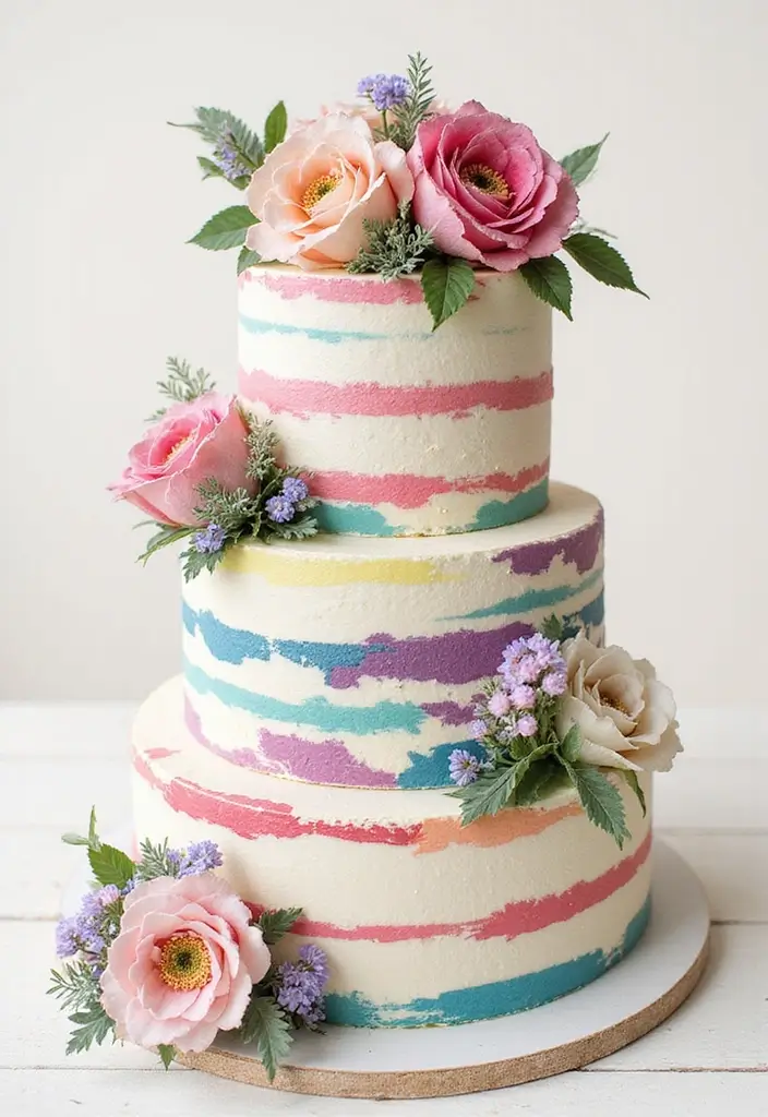 30 Modern Wedding Cake Designs for Stylish Couples 13 30 Modern Wedding Cake Designs for Stylish Couples - 13. Artistic Brush Strokes
