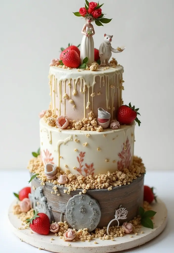 30 Modern Wedding Cake Designs for Stylish Couples 22 30 Modern Wedding Cake Designs for Stylish Couples - 22. Themed Cakes