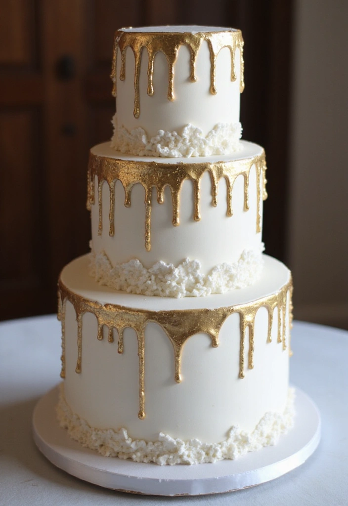 30 Modern Wedding Cake Designs for Stylish Couples 5 30 Modern Wedding Cake Designs for Stylish Couples - 5. Metallic Accents
