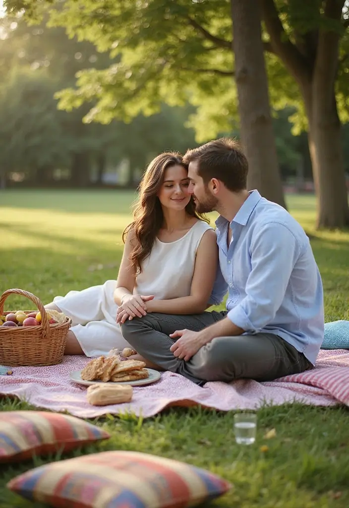30 Outdoor Pre-Wedding Photoshoot Ideas That Feel Natural and Candid - 1. Cozy Blanket Picnic