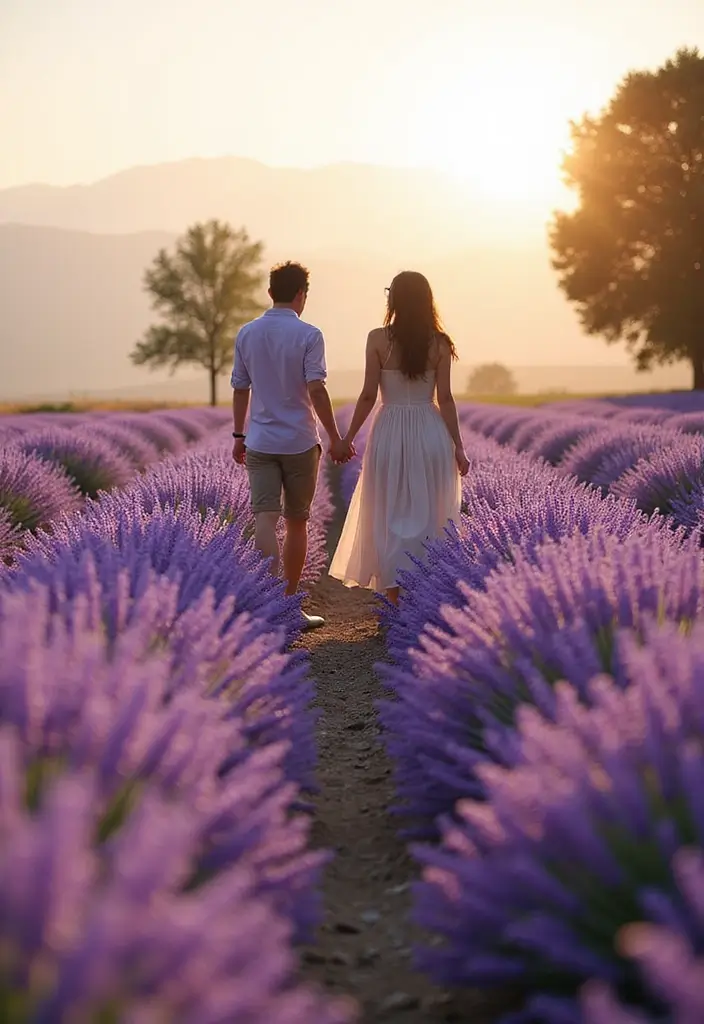 30 Outdoor Pre-Wedding Photoshoot Ideas That Feel Natural and Candid - 10. Fields of Lavender