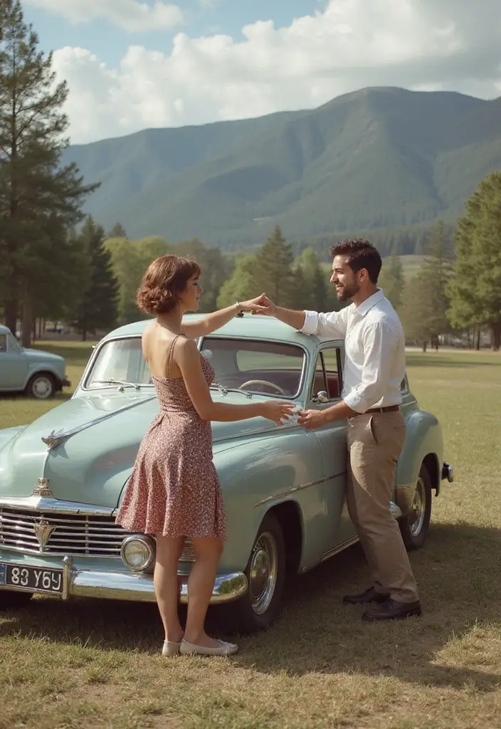 30 Outdoor Pre-Wedding Photoshoot Ideas That Feel Natural and Candid - 12. Vintage Car Adventure