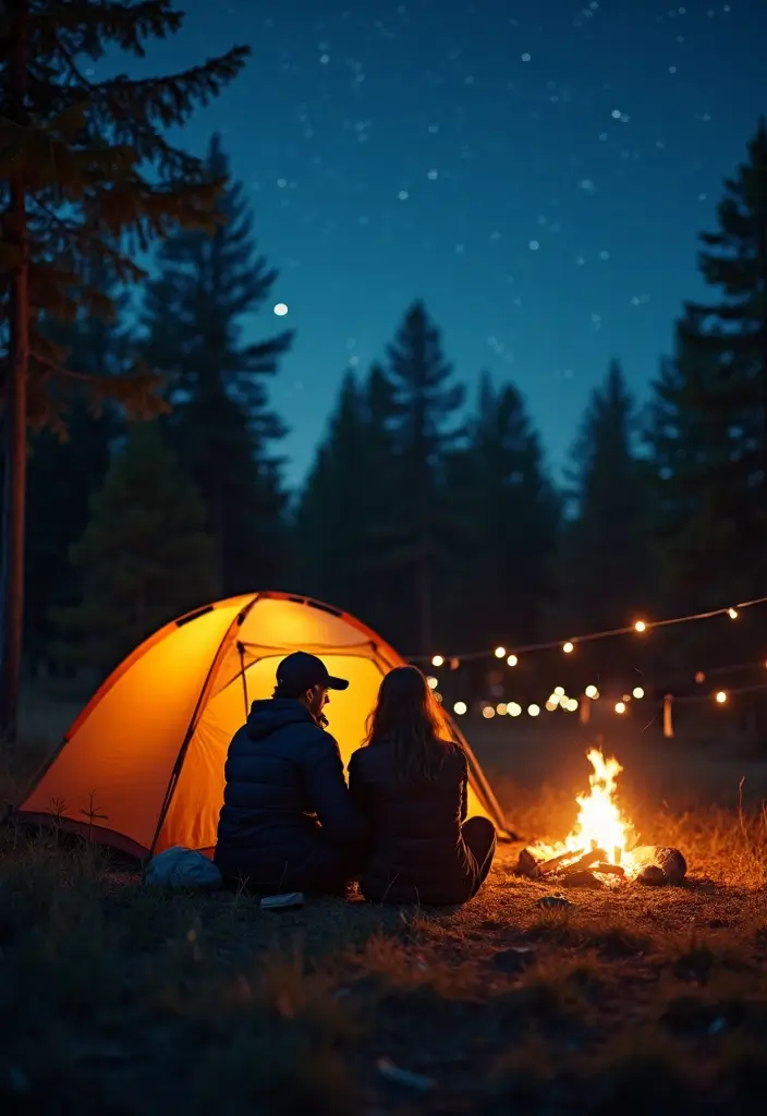 30 Outdoor Pre-Wedding Photoshoot Ideas That Feel Natural and Candid - 13. Camping Under the Stars